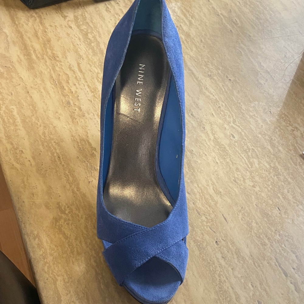 Nine West Women's Royal Blue Peep Toe Heels